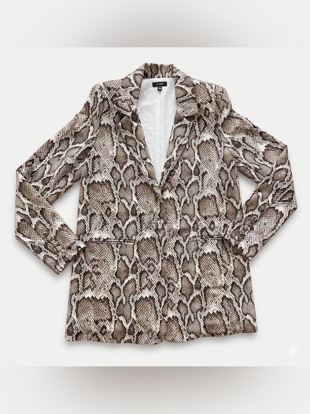 AFRM Curtis Snake Print Blazer Neutral Snakeskin Animal Print XS Oversized